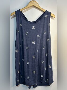 Amana Embroidered Anchor Navy Tank Top 2X